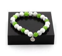 Bracciale Perle Peridoto + Howlite 8 Mm. Fabbricato In Francia.