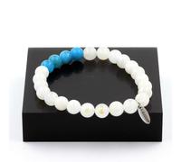 Bracciale Perle Pietra Di Luna + Apatite 8 Mm. Fabbricato In Francia.