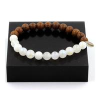Bracciale Perle Pietra Di Luna + Legno 8 Mm. Fabbricato In Francia.