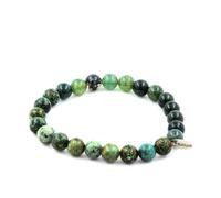 Bracciale Perle Turchesi Africane + Agata Mousse 8 Mm. Fabbricato In Francia.