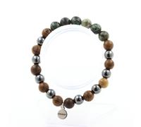 Bracciale Perle Turchesi Africane + Ematite + Legno 8 Mm. Fabbricato In Francia.