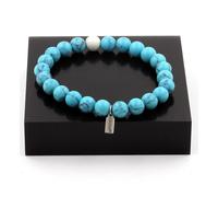 Bracciale Perle Turchesi + Howlite 8 Mm. Fabbricato In Francia.