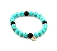 Bracciale Perle Turchesi + ONICE NERO OPACO 8 MM. Fabbricato In Francia.