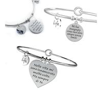 Bracciale personalizzato ciondolo con incisione per donna uomo Made in Italy Inciso Regali Coppie Gioielli idea regalo per festa natale compleanno anniversario laurea mamma maestra sorella amica nonna