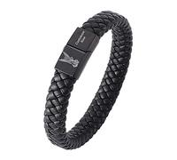 Bracciale personalizzato con incisione dell'Arcangelo Michele, in acciaio inox, magnetico, in pelle, con Cristo Sant'Angelo, bracciale protettivo personalizzato per battesimo, gioiello per uomo e