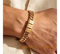 Bracciale personalizzato da uomo in oro, regalo per il marito, bracciale in acciaio inossidabile, bracciale con nome del padre inciso, bracciale con cognome della famiglia, regalo di Natale per il pad