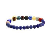 Bracciale Pianeta -Elegante Braccialetto Elasticità Con Perline In Pietra Naturale Blu Scuro, Braccialetto Guardiano Alla Moda Con Otto Pianeti, Braccialetto Pianeta Sistema Universo Regalo Di Gio