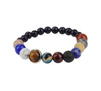 Bracciale Pianeta -Elegante Braccialetto Elasticità Con Perline In Pietra Naturale Blu Scuro, Braccialetto Guardiano Alla Moda Con Otto Pianeti, Braccialetto Pianeta Sistema Universo Regalo Di Gio
