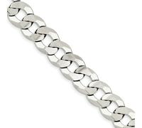 Bracciale Piatto Curb In Argento Sterling Con Chiusura A Gancio 9"