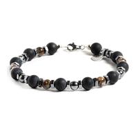Bracciale pietra naturale Opale Ematite Onice Nero uomo con chiusura in acciaio