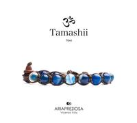 Bracciale Pietra Tibetano Agata Blu Striata Tamashii Unisex 1 giro BHS900-141
