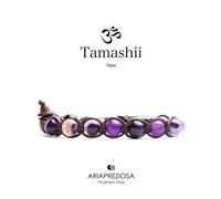 Bracciale Pietra Tibetano Agata Viola Striata Tamashii Unisex 1 giro BHS900-85