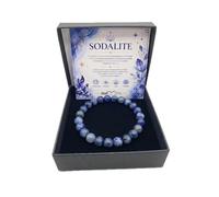 Bracciale Pietre Naturali 8mm GufoZen - Cristalli Veri per Uomo e Donna - Accessorio Elegante per Yoga e Meditazione - Idea Regalo Originale con Scatola Premium - Braccialetto Energia (Sodalite)