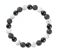 Bracciale pietre naturali 8mm Lava Onice Howlite bianco nero Uomo Donna juventus