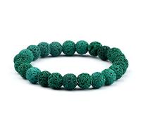 Bracciale Pietre Naturali, Braccialetti Di Pietra Lavica Verde Naturale Perline Rotonde Braccialetti Di Chakra Braccialetti Di Pietre Preziose Di Energia Elastica Braccialetti Di Equilibrio Yoga Per