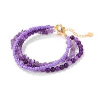 Bracciale Pietre Naturali, Braccialetti Elastici Reiki Yoga Con Cristalli In Rilievo, Leggeri E Di Lusso, Con Chiusura A Moschettone Regolabile, A Tre Strati, In Pietra Preziosa Naturale, Gioielli E