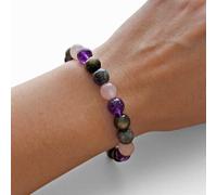 Bracciale Pietre Naturali Ossidiana nera Ametista Quarzo rosa Labradorite Donna