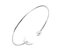 Bracciale placcato in rame durevole, bracciale unico di luna e rame stella, rame versatile ed elegante, con pratica chiusura aperta, #-02, rame, Nessuna pietra preziosa