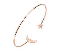 Bracciale placcato in rame durevole, bracciale unico di luna e rame stella, rame versatile ed elegante, con pratica chiusura aperta, #-03, rame, Nessuna pietra preziosa