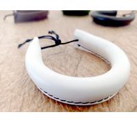 BRACCIALE POLSINO PELLE CUOIO UOMO DONNA ARTIGIANALE "Fat" Bianco
