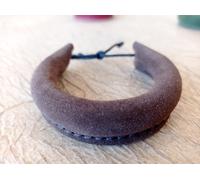 BRACCIALE POLSINO PELLE CUOIO UOMO DONNA ARTIGIANALE "Fat" Bianco