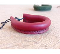 BRACCIALE POLSINO PELLE CUOIO UOMO DONNA ARTIGIANALE "Fat" Bianco