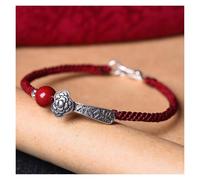Bracciale portafortuna della ricchezza di cinabro, Bracciale con ciondolo Ruyi in argento sterling Bracciale con cordino rosso Amuleto Bracciale con buona fortuna con ricchezza Bracciale con quarzo ci