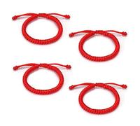 Bracciale Portafortuna Donna,Braccialetti Rossi 4 Pezzi,Regalo Amica,Regali Di Coppia,Bracciale Filo Rosso Del Destino,Bracciale Tibetano Buddista,Regalo Migliore Amica,Idee Regali Natale Donna Vajra