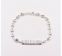 Bracciale Puffed Mariner Evil Eye Per Bambini Inciso 6" In Oro Bianco 14K Reale