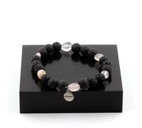 Bracciale Quarzo Rosa Del Brasile + Perle Lava 8 Mm. IN Francia