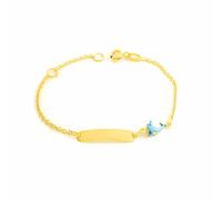 Bracciale Ragazza Oro Giallo 9 Kilates (9K) Smalto Slave Delfino Blu Lucido 14 cm - Cofanetto Regalo - Certificato Garanzia - Mondepetit - 1627, Normal, Oro giallo, Senza pietra preziosa