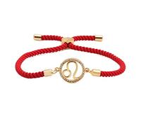 Bracciale Regolabile con 12 Costellazioni Dello Zodiaco Da Donna E Uomo - Bracciale Portafortuna In Corda Rossa con Zirconi Microintarsiati, Regalo per San Valentino/Compleanno/Anniversario Leone