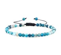 Bracciale Regolabile con Perline Chakra Mini Pietra Naturale Lava Occhio di Tigre Braccialetti e Braccialetti Donna Uomo Gioielli Regalo-Agata Blu