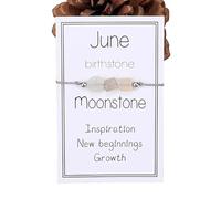 Bracciale Regolabile con Pietra del Compleanno per Donna - Granato, Ametista e Altro, Gioiello in Pietra Naturale Fai da Te per Regali Mensili (Giugno - Pietra di Luna)