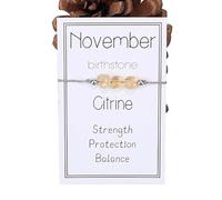 Bracciale Regolabile con Pietra del Compleanno per Donna - Granato, Ametista e Altro, Gioiello in Pietra Naturale Fai da Te per Regali Mensili (Novembre - Citrino)