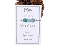 Bracciale Regolabile con Pietra del Compleanno per Donna - Granato, Ametista e Altro, Gioiello in Pietra Naturale Fai da Te per Regali Mensili (Maggio - Avventurina)