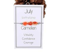 Bracciale Regolabile con Pietra del Compleanno per Donna - Granato, Ametista e Altro, Gioiello in Pietra Naturale Fai da Te per Regali Mensili (Luglio - Corniola)