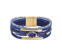Bracciale regolabile da donna, in pelle, con perline e cristalli, impilabili, idea regalo in stile occidentale, Misura unica, come descritto