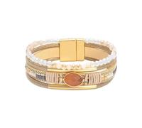 Bracciale regolabile da donna, in pelle, con perline e cristalli, impilabili, idea regalo in stile occidentale, Misura unica, come descritto