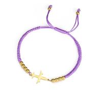 Bracciale regolabile dell'aereo Bracciale fatto a mano della corda intrecciata fortunata rossa Bracciale di perline Coppia di gioielli del pilota di linea Regalo di per le donne hostess (viola)