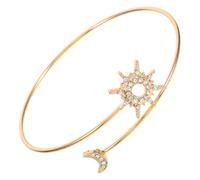 Bracciale Regolabile in Lega Oro, Gioiello Geometrico Sole e Luna