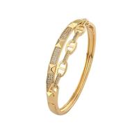 Bracciale regolabile in metallo da donna | Bracciale rigido con pietre preziose ovali | Elegante regalo di gioielli impilabili for le donne(Gold)