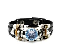 Bracciale Regolabile In Pelle Intrecciata A Strati Con Rilievo Dello Spazio Profondo E Mappa Stellare Dei Pesci, Bracciale Etnico Musicale Fatto A Mano, Accessorio Dell'Amicizia, Regalo Di Compleanno