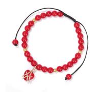 Bracciale Regolabile in Pietra di Corallo Rosso da 6 mm Bracciale Unisex con Perline in Pietra Naturale Amore Boemo Bracciale con Ciondolo a Cuore Bracciale con Corda Intrecciata a Mano con Perline