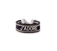 Bracciale regolabile in tessuto, 1 pezzo, larghezza 2 cm, con lettere ricamate, stile boho, bracciale dell’amicizia, colore nero D