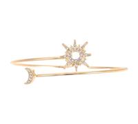 Bracciale Regolabile Sole e Luna Zirconi Geometrici in Lega Oro