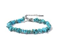 Bracciale Regolabile Turchese Bracciale Unisex con Perline in Pietra Naturale Irregolare Bracciale con Ciondoli Moda Pietra Grezza Bracciale Portafortuna per Uomo Donna Bracciale Dell'Amicizia Alla