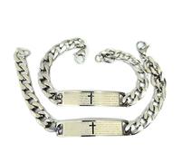 BRACCIALE RELIGIOSO FEDE IN ACCIAIO CON INCISIONE PADRE NOSTRO E AVE MARIA