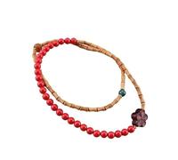 Bracciale retrò rosso cinabro fatto a mano for donna - Elegante gioiello con perline Year of Life(Rosso)