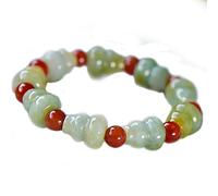 Bracciale Ricchezza Feng Shui Bracciale Wu Lou/Zucca Bracciale con Ciondoli in Giada Naturale Bracciale con Agata in di Quarzo Gioielli Portafortuna Amuleto Talismano per Prosperità Soldi Buona